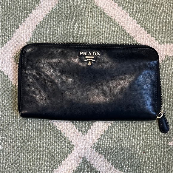 Prada Saffiano metal Leather continental Wallet black - Picture 1 of 5